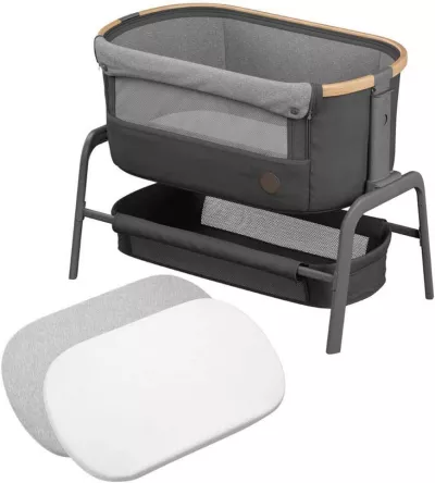 Maxi-Cosi Iora Co-Sleeper Crib – Foldable Baby Bedside Crib for 0-6 Months | Adjustable Incline & Height, Comfortable Mattress, Easy to Carry