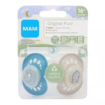 Mam Original Start Soothers, Baby Soother with Jaw-friendly Silicone Teat | Pack of 2 | Newborns to 6 months