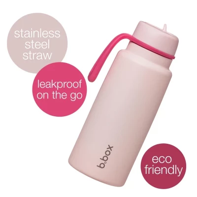 B.box 1L Insulated Water Bottle | Triple-Layer Stainless Steel, Flip Top Lid & Sport Spout | Leakproof, BPA-Free, Keeps Drinks Cold up to 46hrs