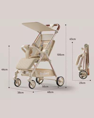 Baiwa Baby Stroller, Foldable Travel Umbrella Cart, Lightweight Stroller & Compact Reclining Pocket Stroller with Music & Light Canopy for Babies