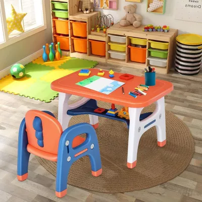 Kids Table and Chairs Set, Toddler Activity Table for Eating, Drawing, Painting & Learning | Easy to Assemble | Age 2-6y