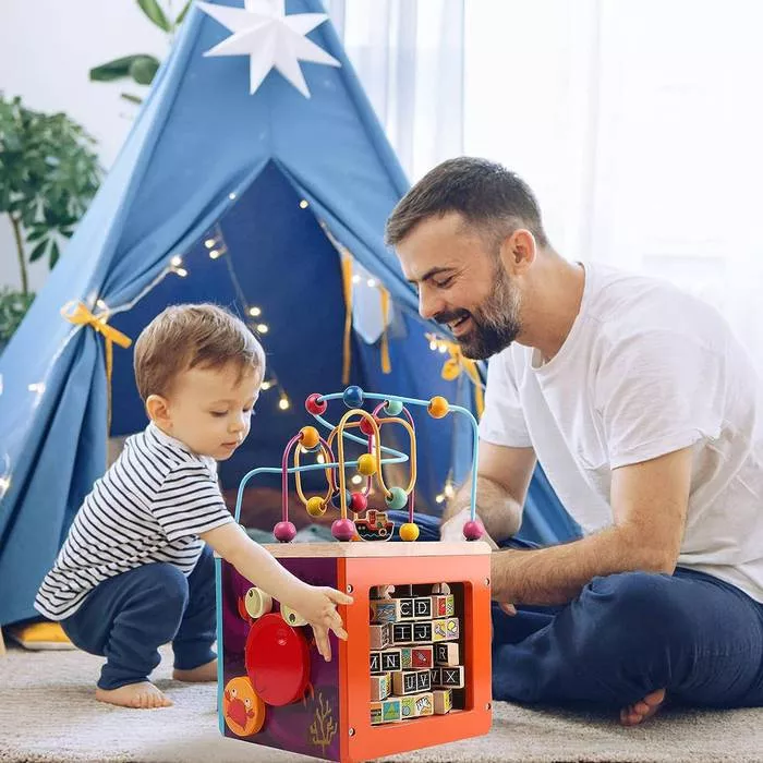 Montessori Wooden Activity Cube Bead Maze Toy