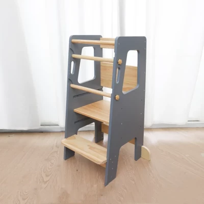 Stepladder for Kids, Durable Wooden Stepping Tower With 3 Height Adjustments, Multifunctional Kids Step Stool, Toilet, Hand Wash, Training, Easy Assembly