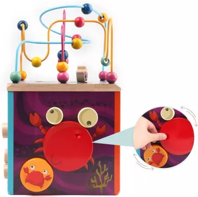 Montessori Wooden Activity Cube Bead Maze Toy