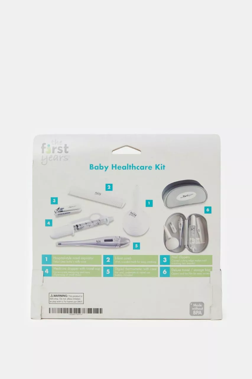 Health and Grooming Kit With Nasal Aspirator, Digital Thermometer, Medicine Dropper, Infant Comb, Nail Clippers, Storage Bag | 0m+
