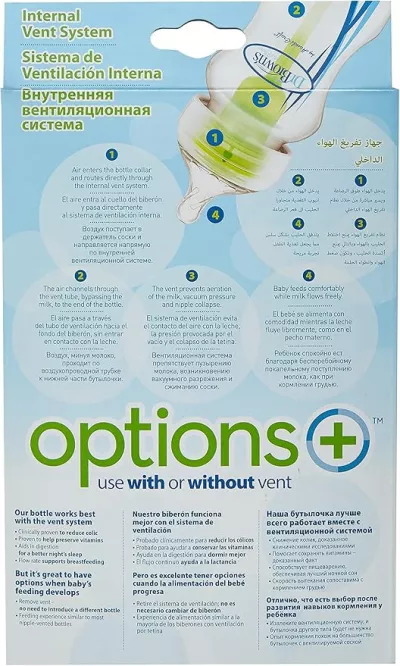 Dr. Brown's Options+ Wide-Neck Bottle Sampler Kit – Anti-Colic, Breast-Like Nipple, 270ml & 150ml Bottles.