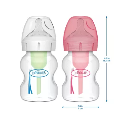 Dr. Brown’s Natural Flow Anti-Colic Options+ Wide-Neck Baby Bottle 9oz – BPA-Free, Level 1 Nipple, 0m+