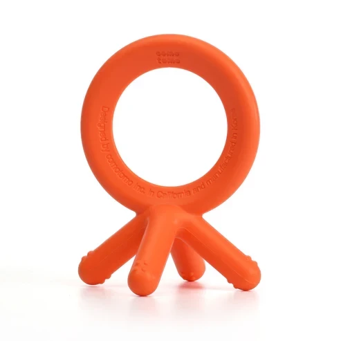 Comotomo Silicone Baby Teether - Blue/Orange 3 Months +