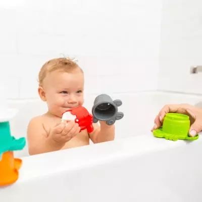 Infantino Stack O' Fun with Water Wheel, Infants 9-12 Months, Multicolor, 7-Piece Set