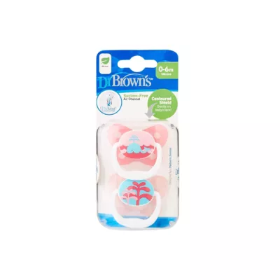 Dr Brown's Prevent Glow-In-The-Dark Butterfly Pacifier Stage 1 Blue 2 Pack 0-6m