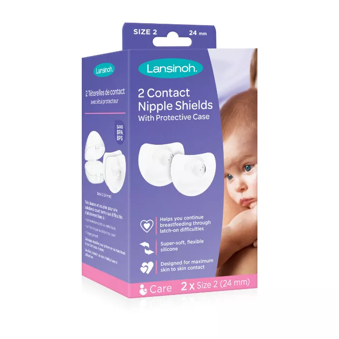 Lansinoh  Contact Nipple Shield for Breastfeeding, Nipple Shield with Protective Case | 2pcs