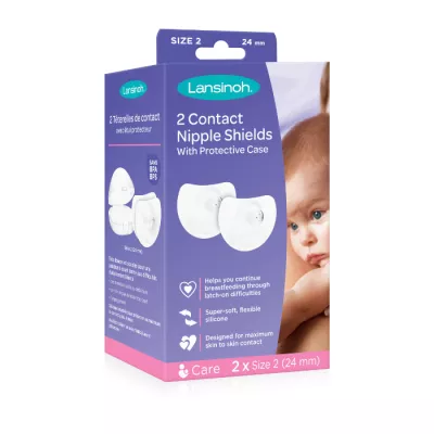 Lansinoh  Contact Nipple Shield for Breastfeeding, Nipple Shield with Protective Case | 2pcs