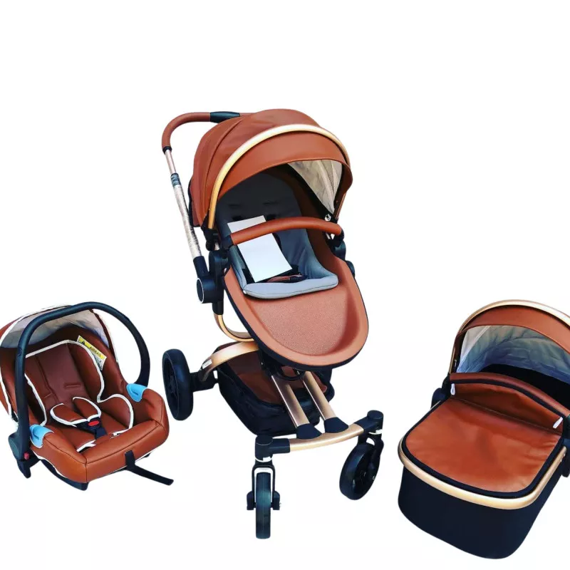 3 in 1 Baby Stroller with 360 Degrees Rotatable Seat and Two Reversible Pushing Modes, Toddler Carrycot, and Bassinet