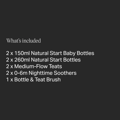 Tommee Tippee Natural Start Newborn Starter Set, 150ml and 260ml Anti-Colic Baby Bottles,Teat, and Bottle Brush