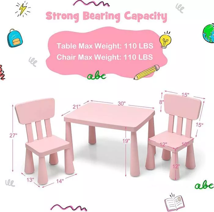 Multifunctional Kids Table and Chair Set, Suitable Height Kids Furniture With Smooth Surface