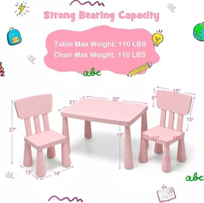 Multifunctional Kids Table and Chair Set, Suitable Height Kids Furniture With Smooth Surface