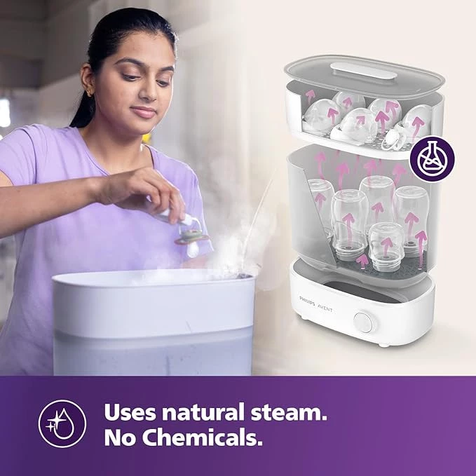 Philips Avent 3-in-1 Electric Steam Sterilizer, Compact, Modular & Keeps Bottles Sterile for 24 Hours