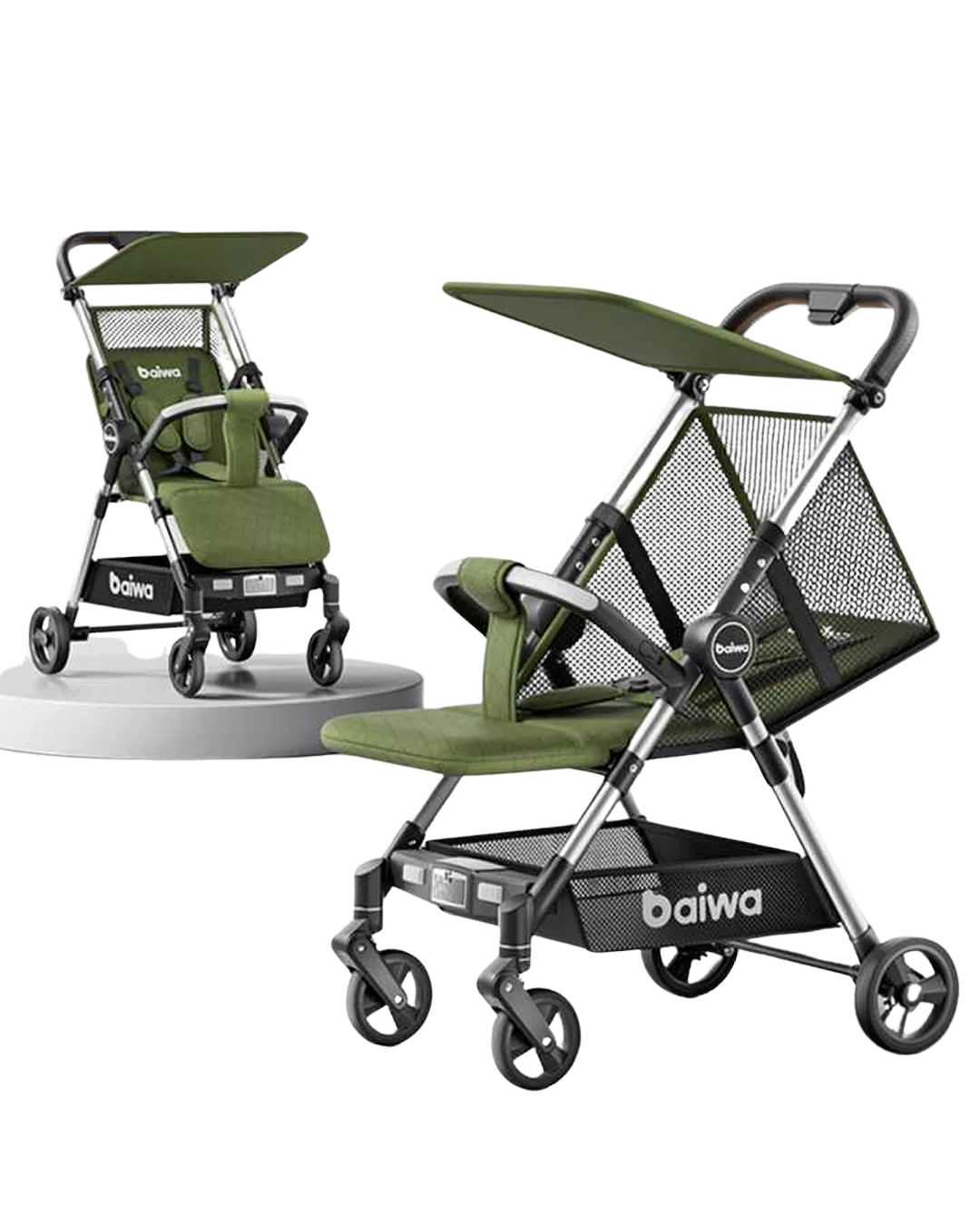 Baiwa Baby Stroller, Foldable Travel Umbrella Cart, Lightweight Stroller & Compact Reclining Pocket Stroller with Music & Light Canopy for Babies