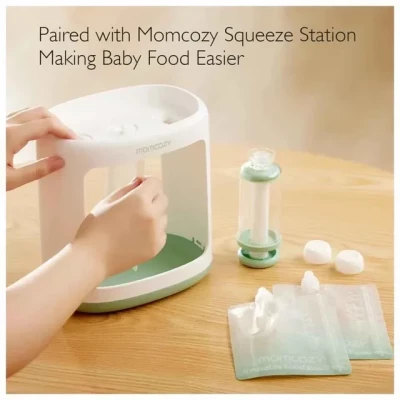 Momcozy Squeeze Station,Baby Food Maker&Pouch Filler for Homemade Baby Puree, BPA-Free, Dishwasher Safe, with Reusable Baby Food Pouches for Babies & Toddlers