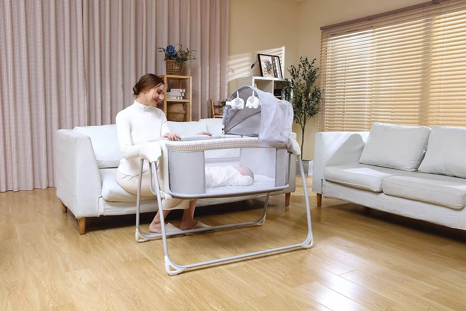 Mastela 3-in-1 Electric Swing Bedside Crib