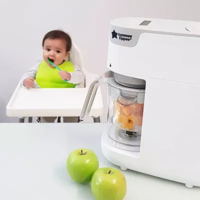 Tommee Tippee Quick Cook Baby Food Steamer Blender, all stages of weaning, 200g max capacity,  White