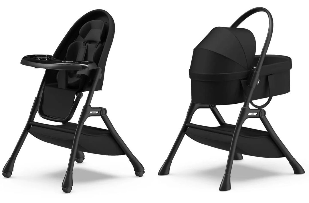2-in-1 Baby High Chair & Bassinet with Removable Tray, Adjustable Height, and Lockable Wheels for Infants and Toddlers