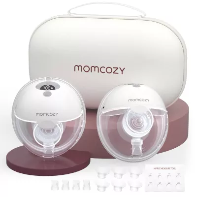 Momcozy M5 Hands-Free Wearable Breast Pump, Electric Double-Sealed Flange, 3 Modes & 9 Levels, Portable 24mm Pump – 2 Pack Cozy Red