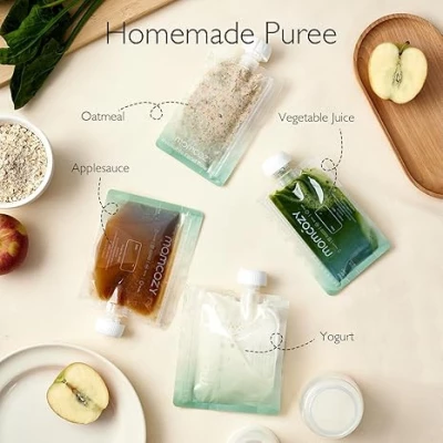 Momcozy Reusable Baby Food Pouches | 10-Pack BPA-Free, Freezer Safe, Refillable Pouches for Yogurt, Puree & Applesauce