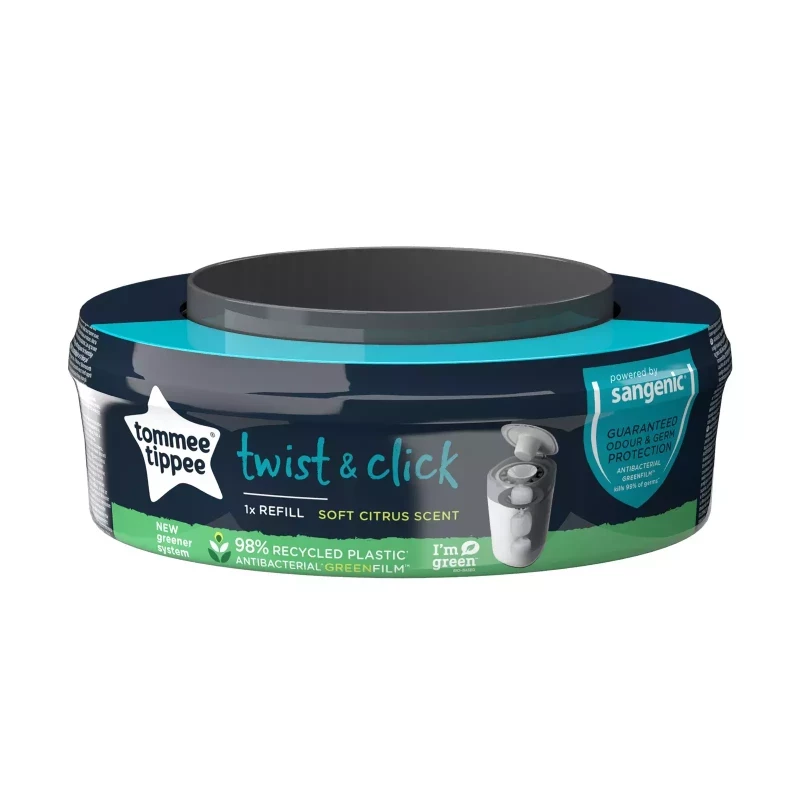 Tommee Tippee Twist and Click Advanced Nappy Bin Refill Cassettes, Multilayer, Antibacterial Film