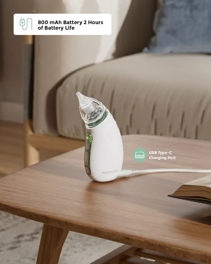 Momcozy Baby Nasal Aspirator, Strong Suction, Long Battery Life, BPA-Free Tips & Soothing Lullabies
