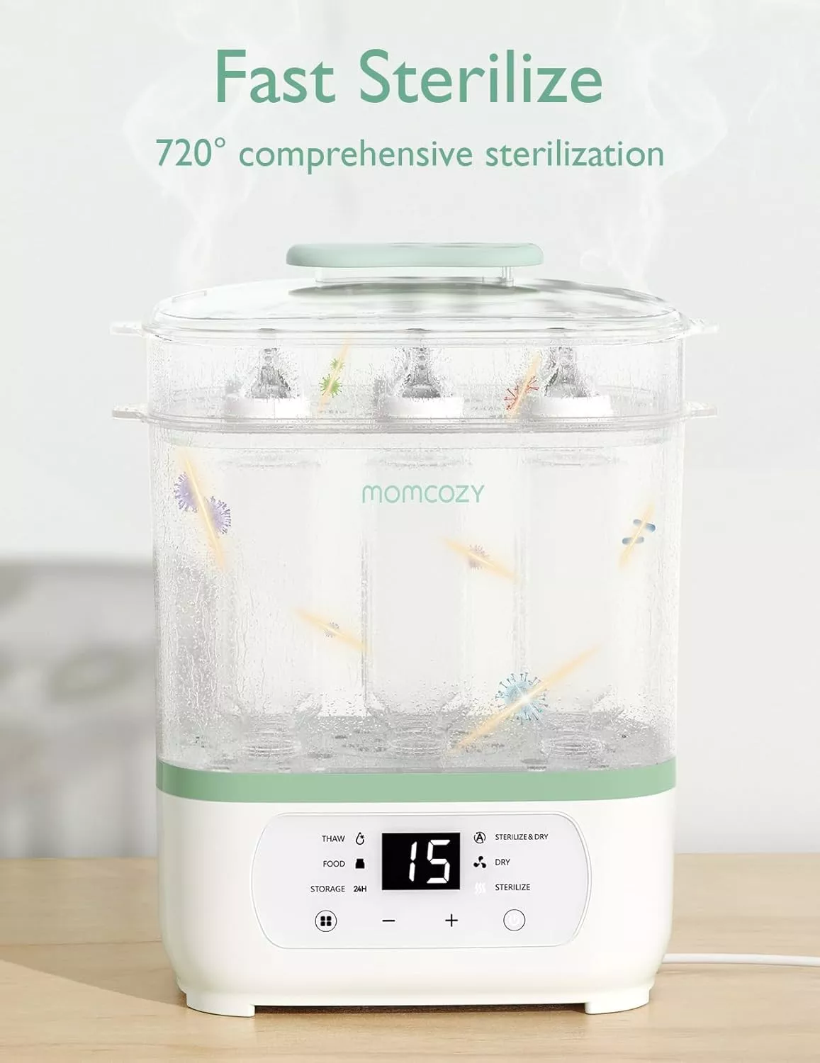 Momcozy 8-in-1 Electric Baby Bottle Sterilizer and Dryer | Steam Sterilizer for Bottles, Pump Parts & Baby Essentials