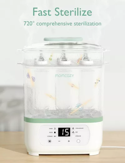 Momcozy 8-in-1 Electric Baby Bottle Sterilizer and Dryer | Steam Sterilizer for Bottles, Pump Parts & Baby Essentials