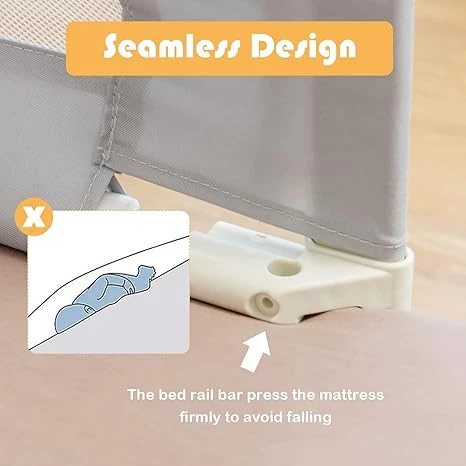 Extra Long Toddler Bed Rail Guard with Double Safety Lock | Foldable Baby Bed Guard for Twin, Full, Queen & King Beds