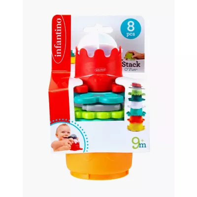 Infantino Stack O' Fun with Water Wheel, Infants 9-12 Months, Multicolor, 7-Piece Set