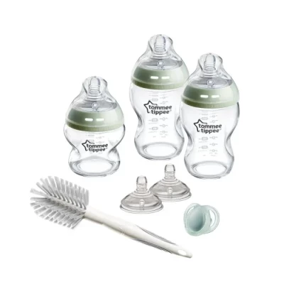 Tommee Tippee Natural Start Glass Newborn Starter Set, 150ml and 250ml Anti-Colic Baby Bottles, 0 to 6 Months