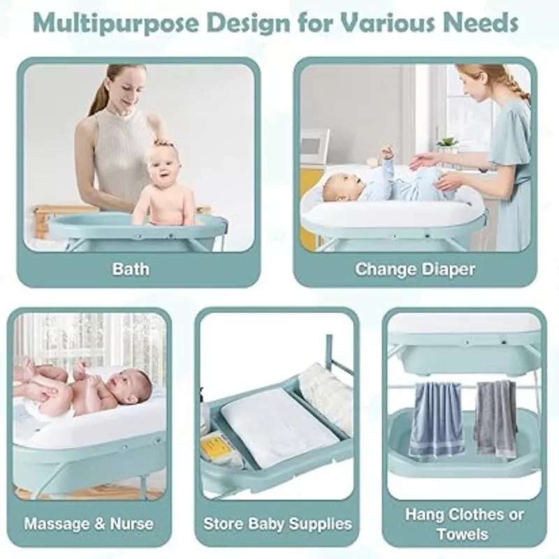 Toimoys Bathing Station, 2-in-1 Baby Bath and Changing Pad | Soft, Ergonomic Design, Safe & Comfortable for Newborns and Infants