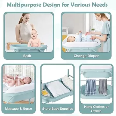 Toimoys Bathing Station, 2-in-1 Baby Bath and Changing Pad | Soft, Ergonomic Design, Safe & Comfortable for Newborns and Infants
