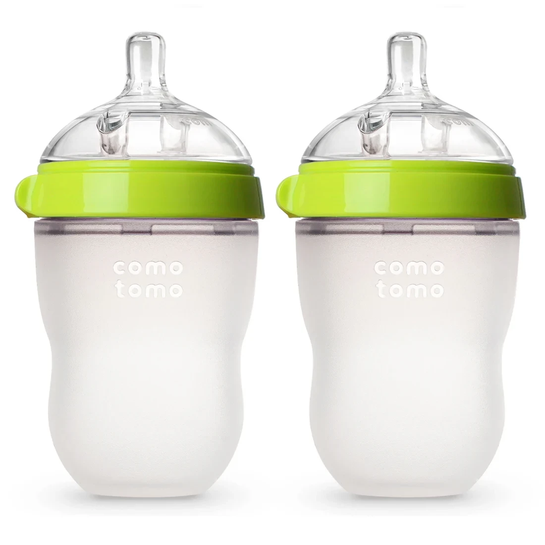 Comotomo Natural Feel Baby Feeding Bottle - Green & White,150 ml,250ml, 1pc & 2pc