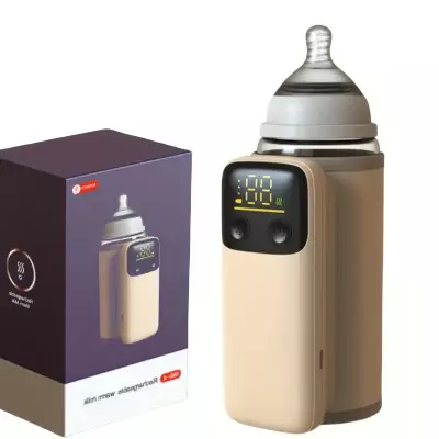Rechargeable Baby Bottle Warmer Portable, 6 Temperature Setting Warmer with LED Display, Temperature Adjustable, Portable Bottle Warmer for Travel