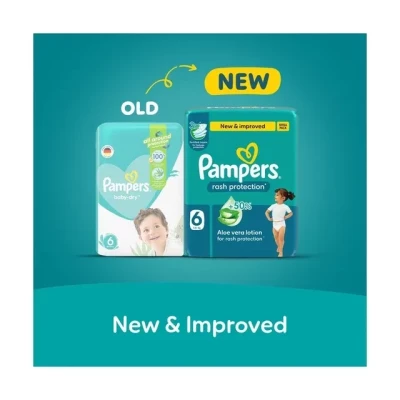 Pampers Rash Protection Taped Diapers with Aloe Vera Lotion – 3X Leak Protection & Comfortable Baby