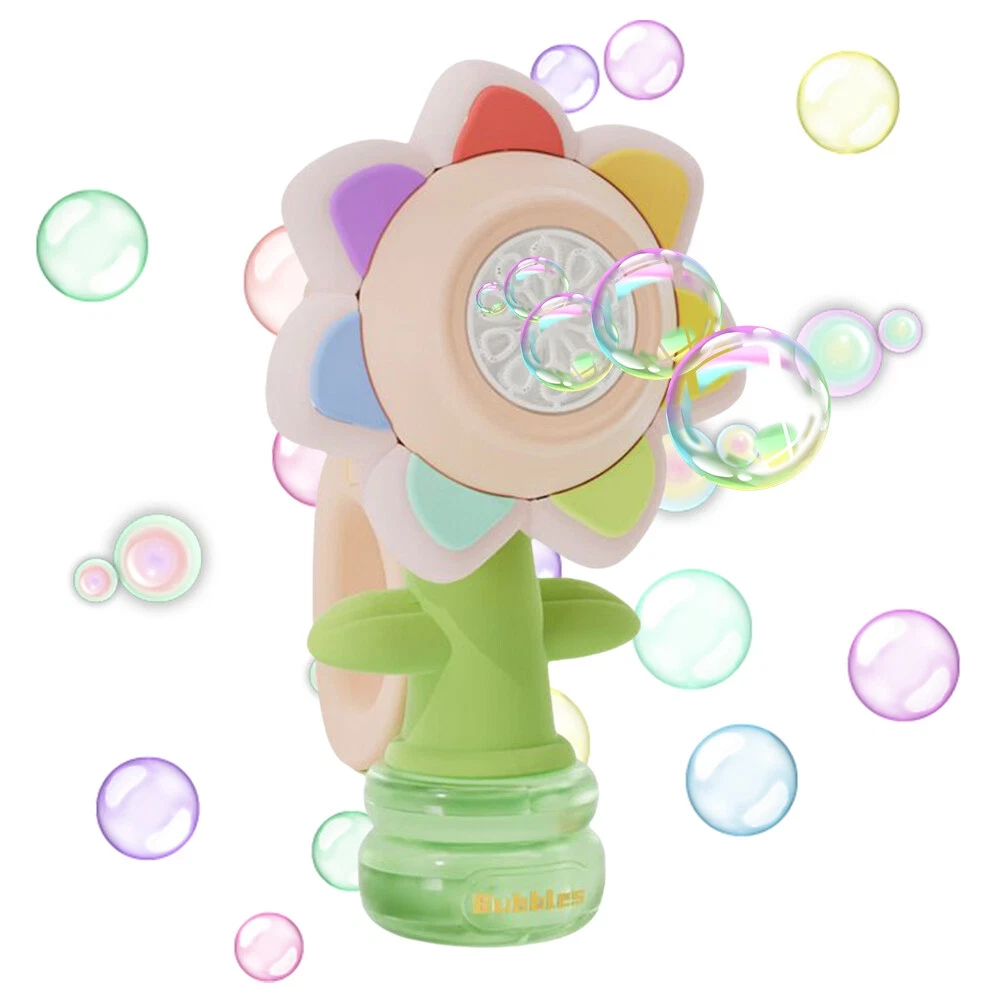 Sunflower Bubble Machines for Kids, Automatic Bubble Blower, Rechargeable & Battery Operated, Indoor/Outdoor Party Toy for Toddlers