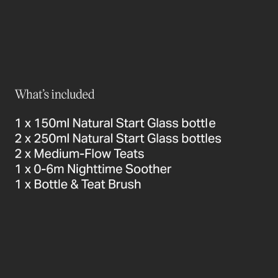 Tommee Tippee Natural Start Glass Newborn Starter Set, 150ml and 250ml Anti-Colic Baby Bottles, 0 to 6 Months