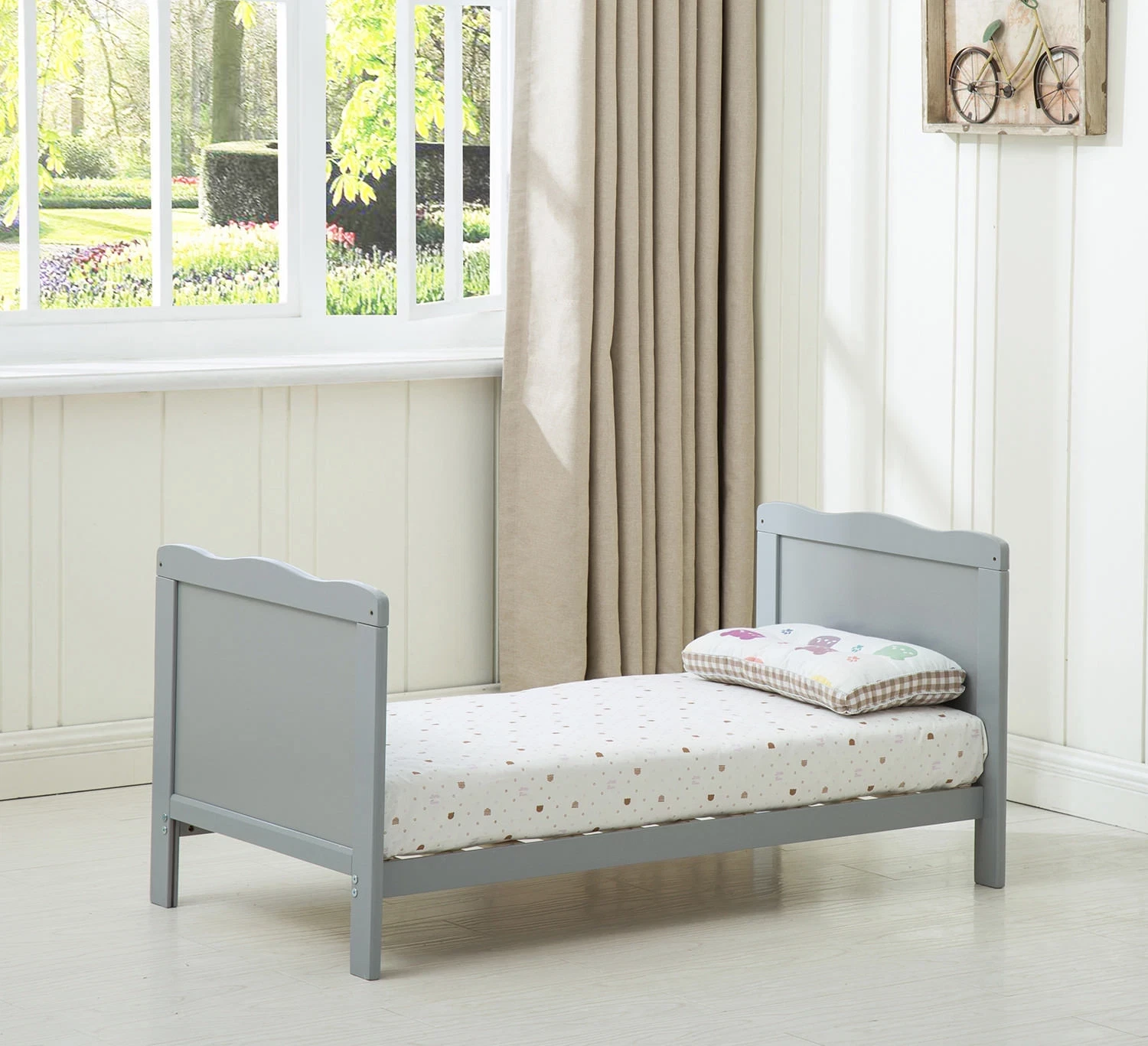 Grey Wooden Baby Cot