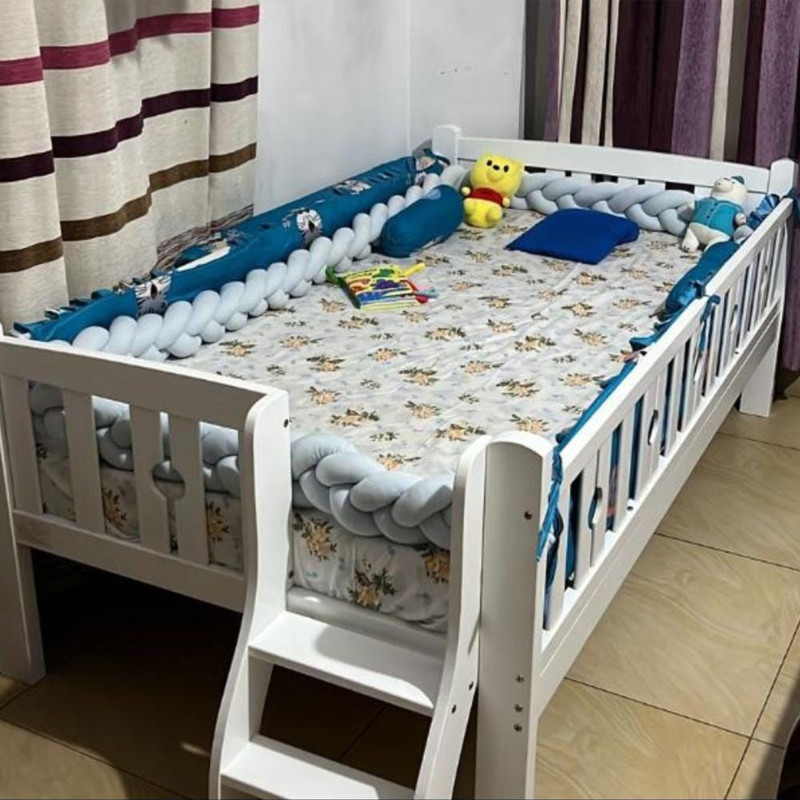 Wamaile Wooden Toddler Bed With Safe & removable Double Bed Frame & Staircase Rail