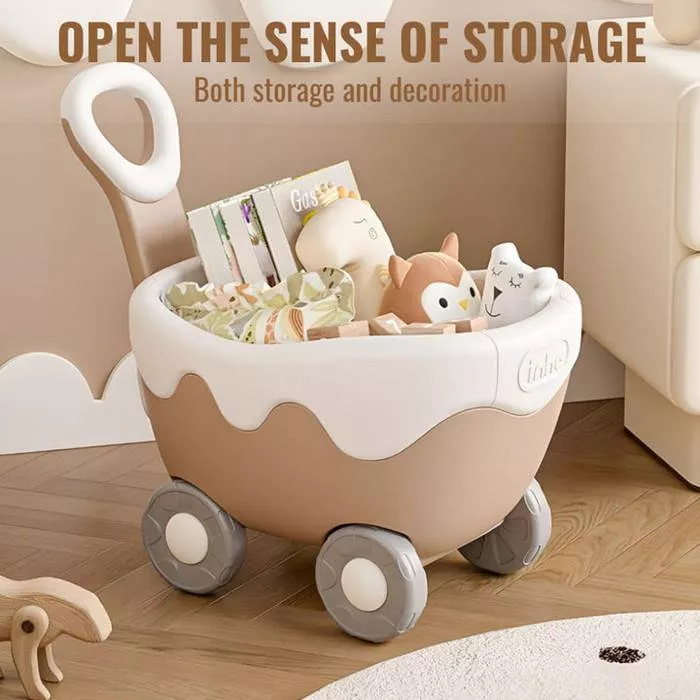 Cream Shopping Cart Walker Push Cart