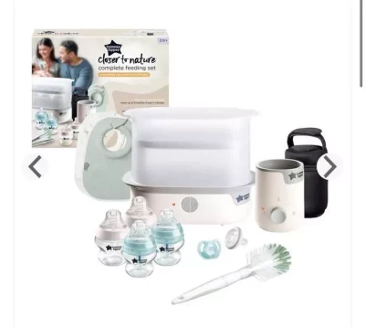 Tommee Tippee Closer to Nature Complete Feeding Set with Electric Steam Steriliser, Bottle Warmer, Soothers & Bottles for Newborns