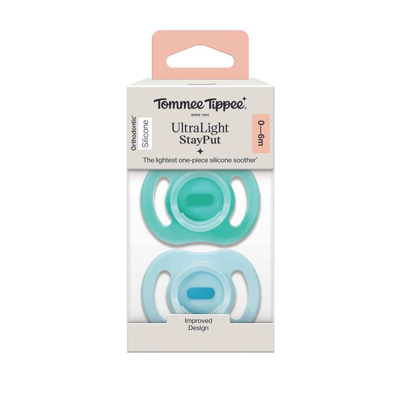 Tommee Tippee Breast-Like Soothers, Skin-Like Feel, Silicone Breast-Shaped Teat, 0-6m, 2 Pack