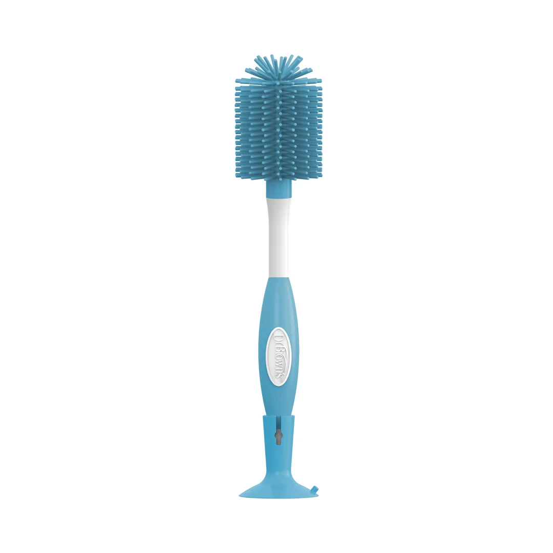 Dr. Brown’s Soft Touch Bottle Brush – No-Slip Grip, Suction Cup Base, BPA-Free, & Dishwasher Safe