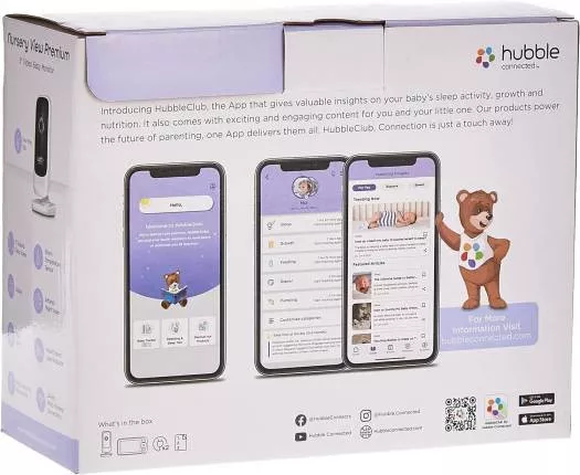 Hubble Nursery View Premium Baby Monitor – 5” Screen, Remote Camera, 2-Way Audio, Night Vision, Lullabies & 1000ft Range