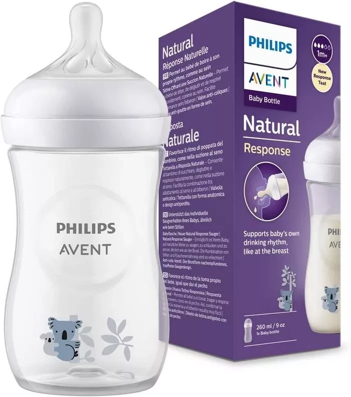 Philips Avent Natural Response Baby Bottles 125ml 0m+, 260ml 1m+, BPA Free for Babies